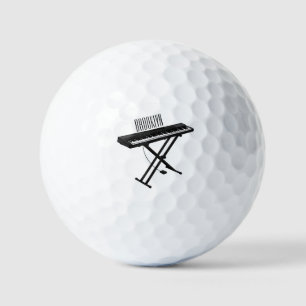 Keyboard piano cartoon illustration golf balls
