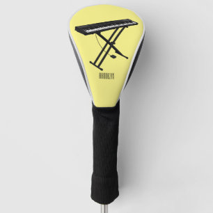 Keyboard piano cartoon illustration golf head cover