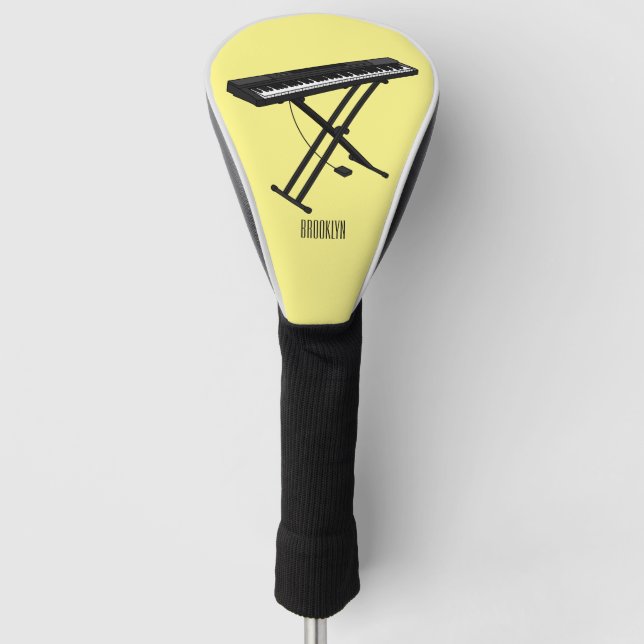 Keyboard piano cartoon illustration golf head cover (Front)