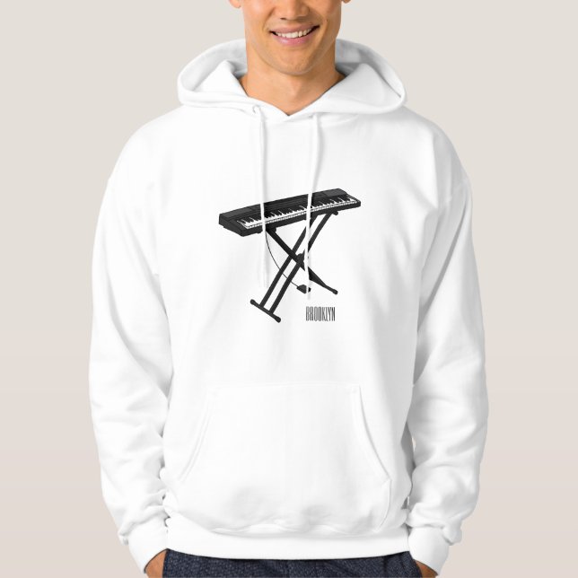 Keyboard piano cartoon illustration hoodie (Front)