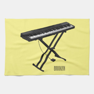 Keyboard piano cartoon illustration kitchen towel