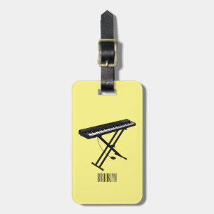 Keyboard piano cartoon illustration luggage tag