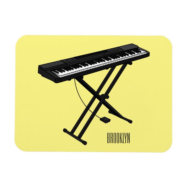 Keyboard piano cartoon illustration magnet (Horizontal)