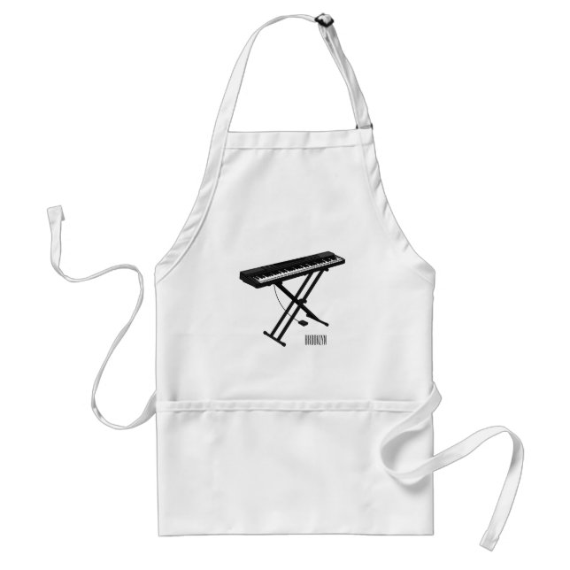 Keyboard piano cartoon illustration standard apron (Front)