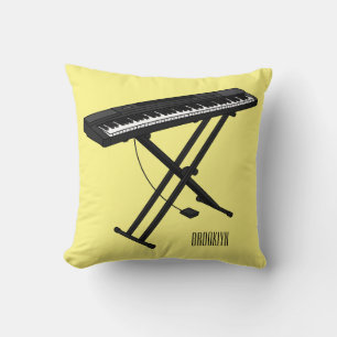 Keyboard piano cartoon illustration throw pillow