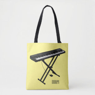 Keyboard piano cartoon illustration tote bag