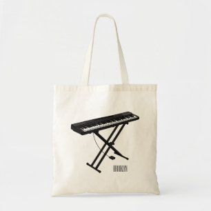 Keyboard piano cartoon illustration tote bag