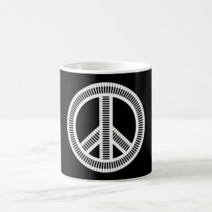 Keyboard piano isolated creative peace sign coffee mug