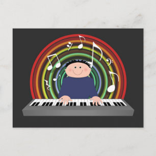Keyboard player postcard