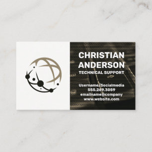 Keyboard   Tech Circuit Globe Business Card