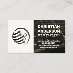 Keyboard   Tech Circuit Globe Business Card