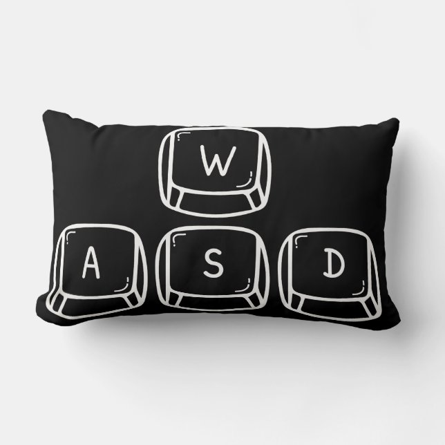 Keyboard W S A D Gaming  Lumbar Pillow (Front)