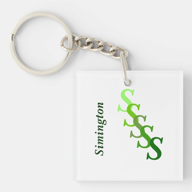Keychain (acrylic) - Monogram with Surname (green) (Front)