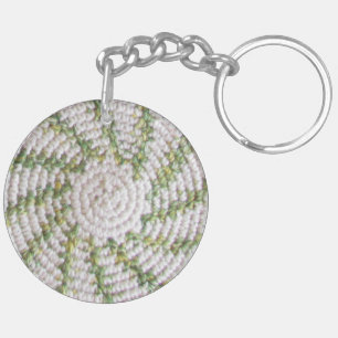 Keychain (acrylic) - White and Green Spiral (v.2)