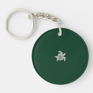 "Keychain Acrylic with Cute Turtle Design on Green Keychain