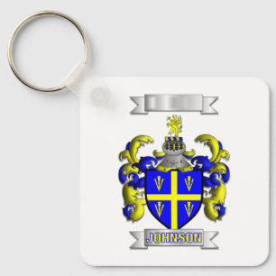Keychain Aluminium Johnson Family Surname + Shield