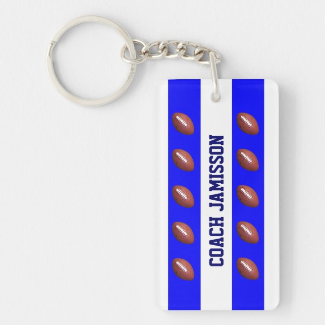 Keychain, Blue & White, for Football Coach/Player Keychain (Front)