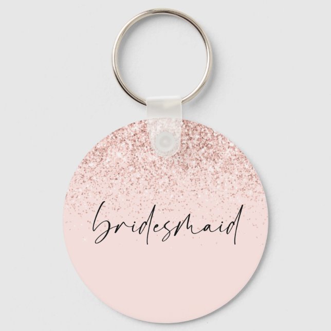 Keychain Chic Bridesmaid Personalized Glitter (Front)