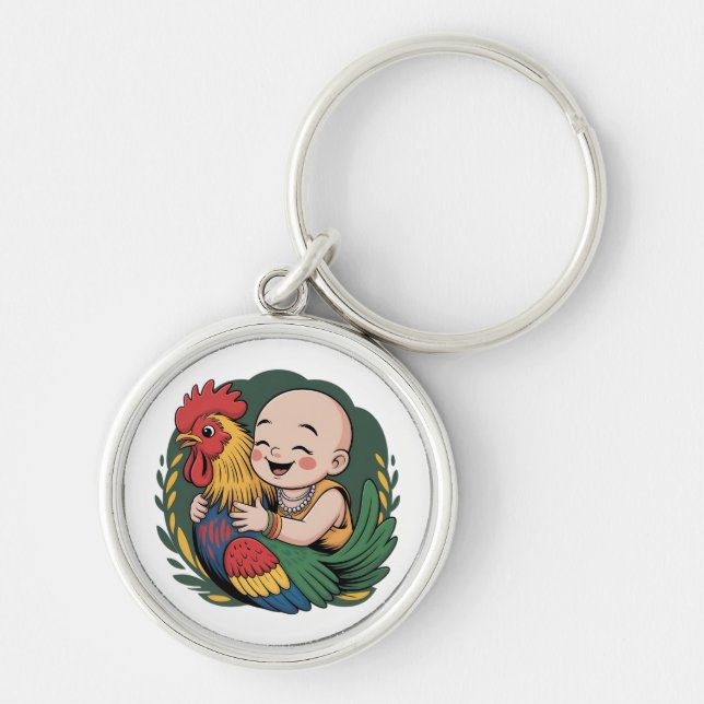 Keychain | Chloe Baby Hugs The Rooster (Front)