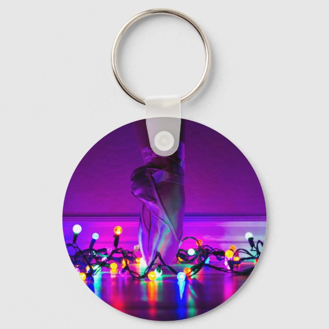 Keychain - Christmas Lights & Pointe Shoes (Front)