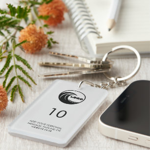 Keychain Custom Property Number Business Logo Grey