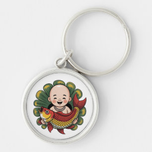 Keychain   Cute Boy with Lucky Koi