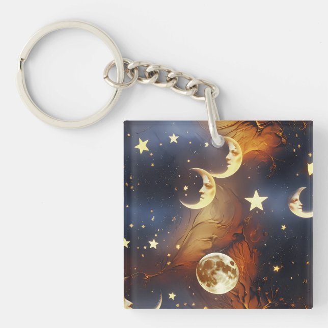 Keychain - Fiery Orange Celestial Moon (Devant)