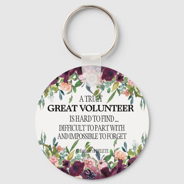 Keychain for volunteer thank you appreciation gift (Front)