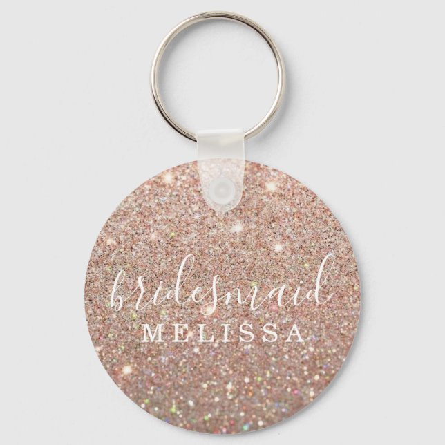 Keychain Glitter Bridesmaid - Rose Gold (Front)