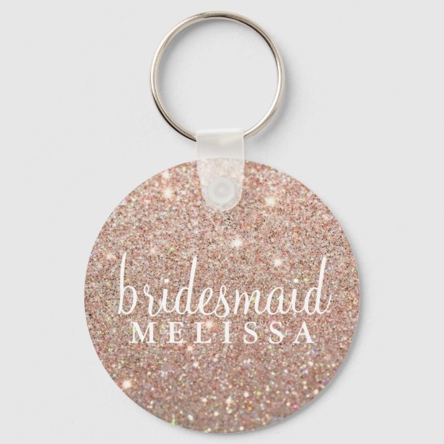 Keychain Glitter Bridesmaid - Rose Gold (Front)