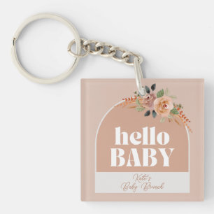 Keychain, Hello Baby, Modern Baby Shower Keepsake  Keychain