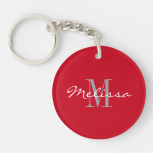 Keychain Intial Monogram Name Red