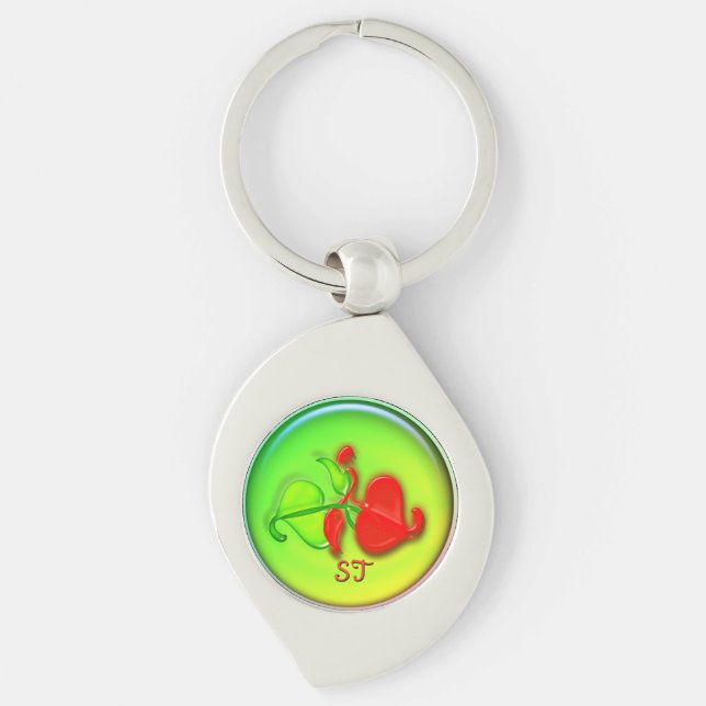Keychain - Ivy Leaves and Initials (Front)