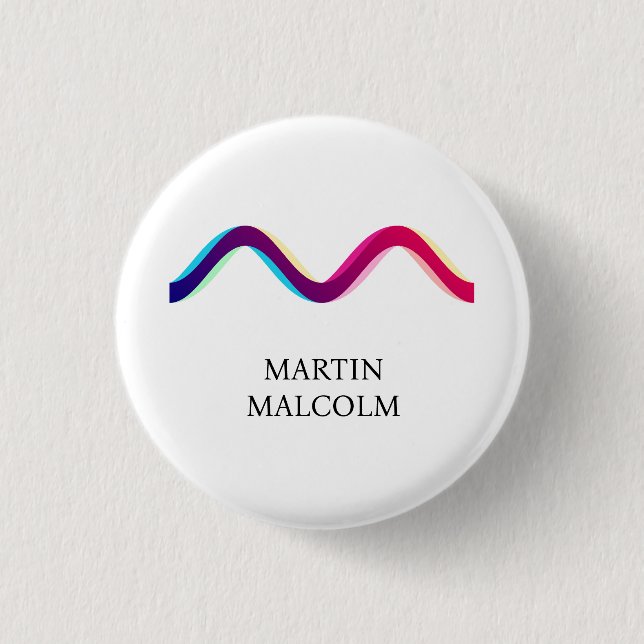 KEYCHAIN Letter M 1 Inch Round Button (Front)