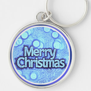 Keychain, Merry Christmas blue stylish classic Keychain