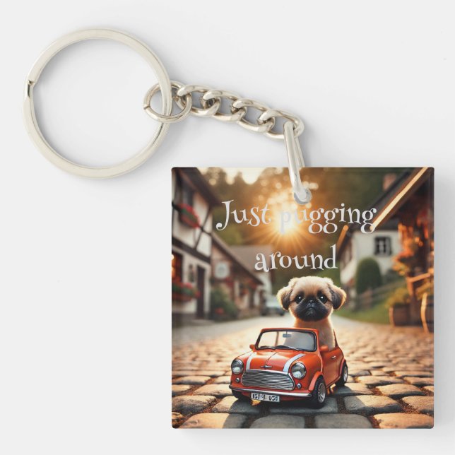 Keychain Mops in Mini Morris car (Front)