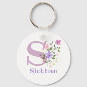 Keychain or Key Fob in a Floral Design with Name