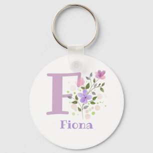 Keychain or Key Fob in a Floral Design with Name