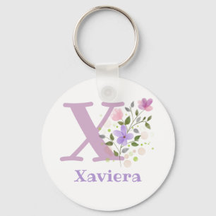 Keychain or Key Fob in a Floral Design with Name