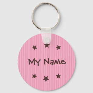 Keychain: Pink and chocolate stars - My Name Keychain