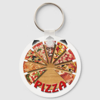 Keychain Pizza on the cutting board