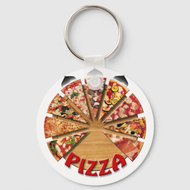 Keychain Pizza on the cutting board (Front)