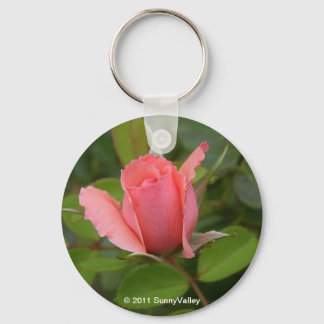 Keychain: Precious Pink Rosebud Keychain