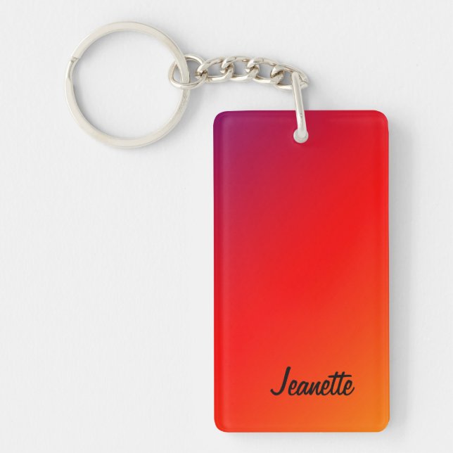 Keychain, Rectangular Double Sided Vivid Rainbow Keychain (Front)
