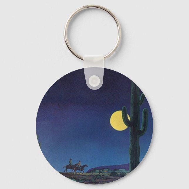 KEYCHAIN Saguaro Cactus Full Moon Ride Moonlight (Front)