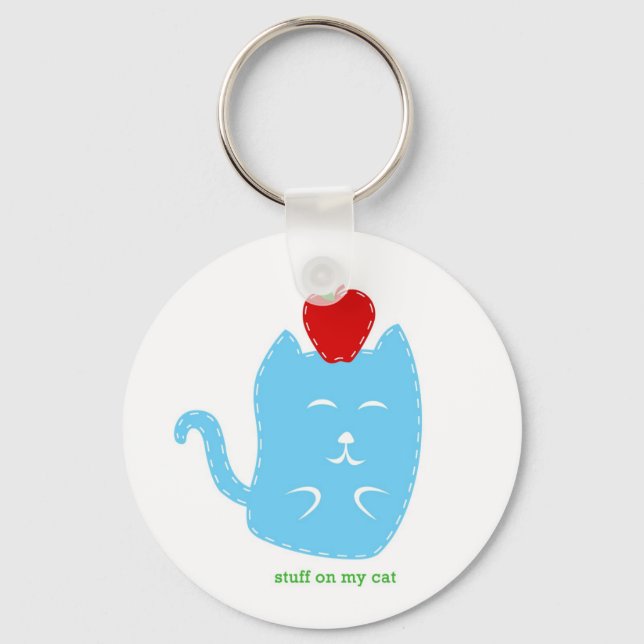 keychain - stuff on my cat - cat with apple (Front)