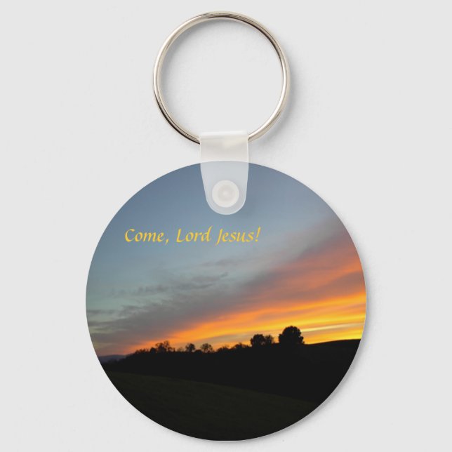 Keychain-Sunset and clouds: Come, Lord Jesus! Keychain (Front)