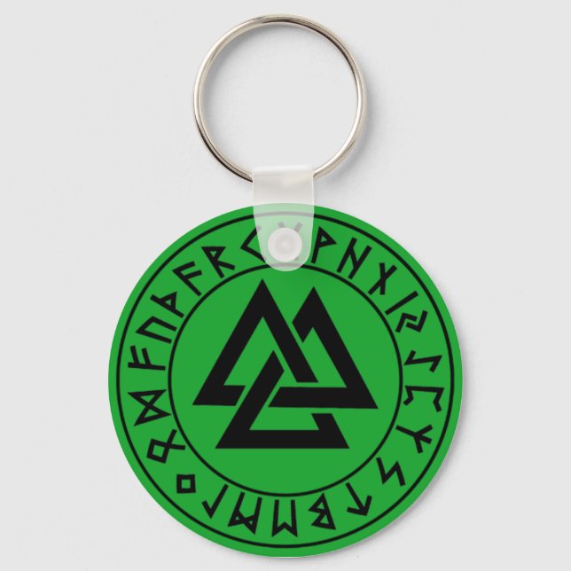 keychain Tri-Triangle Rune Shield on Grn (Front)