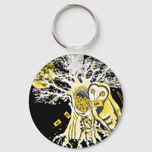 Keychain – Urban Tree Owl & Wealth Surreal Pop-Art