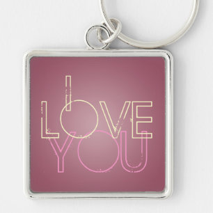 Keychain Vintage I Love You Disco Grunge Customize